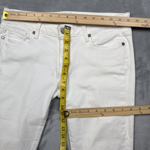 Paige Women’s 27 Jimmy Jimmy Crop White Jeans Stretch Cotton USA - Picture 2 of 7